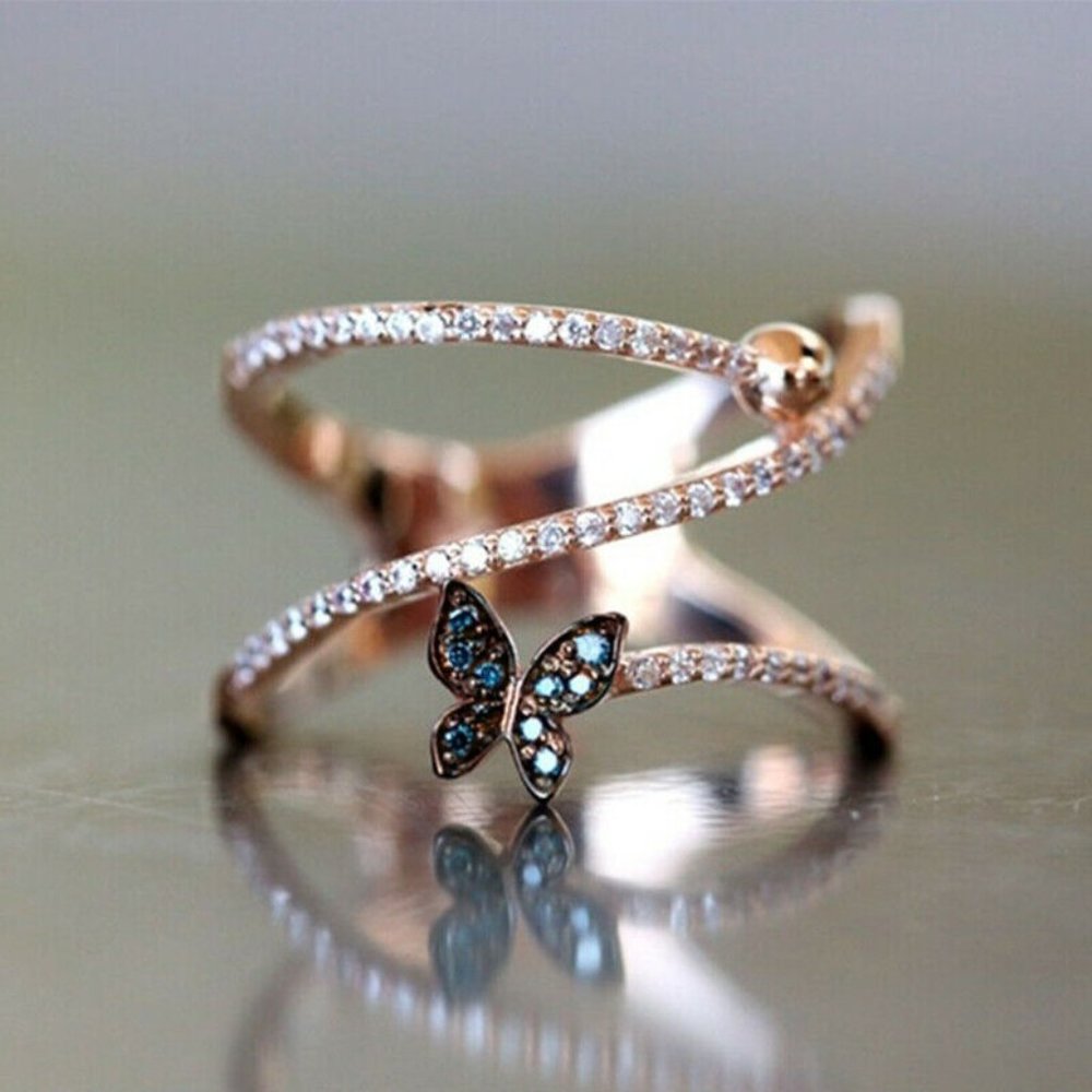 Charm Bttuerfly  Rose Gold Filled Ring New - Picture 2 of 2